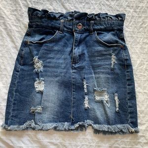 Jean mini skirt distressed size small
